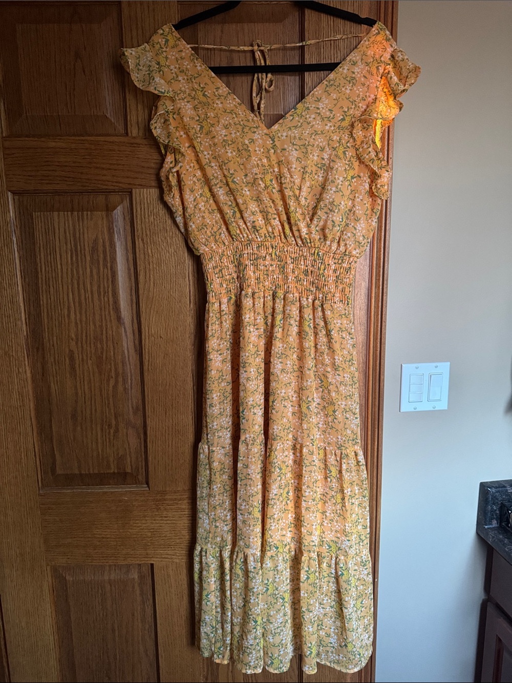 Sienna Sky Yellow Floral Ruffle Maxi Dress